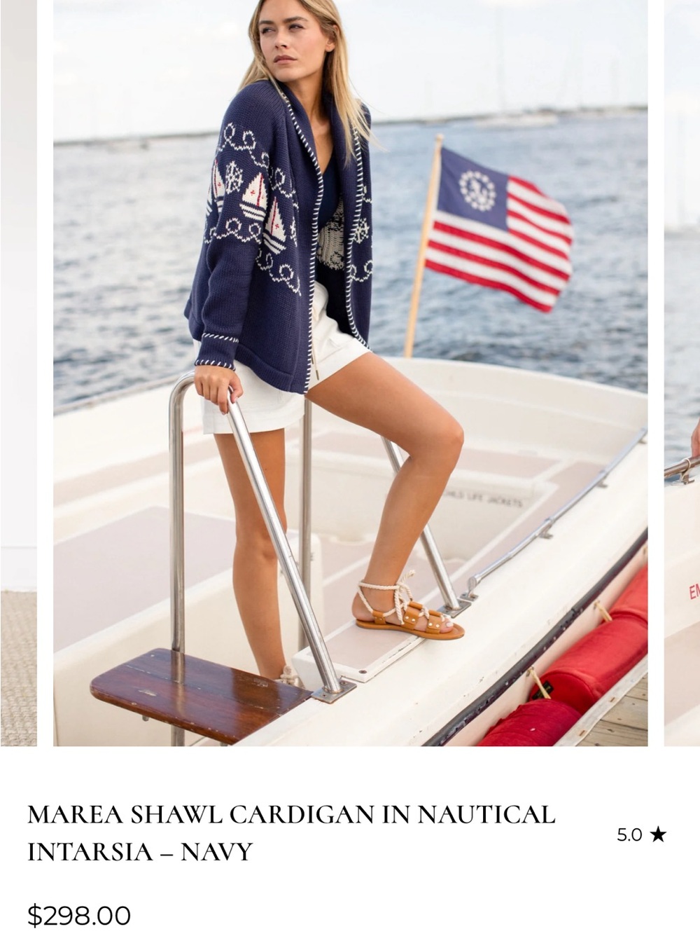 MAREA SHAWL CARDIGAN IN NAUTICAL INTARSIA – NAVY size XS